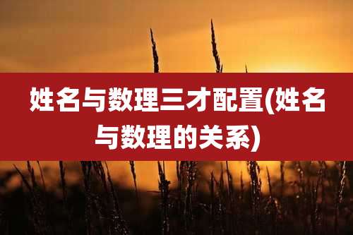 姓名与数理三才配置(姓名与数理的关系)