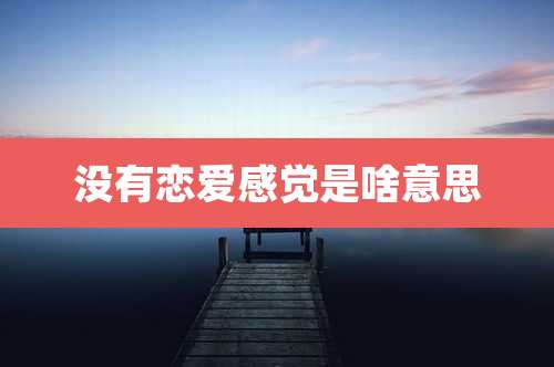 没有恋爱感觉是啥意思