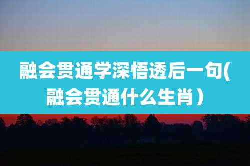 融会贯通学深悟透后一句(融会贯通什么生肖）