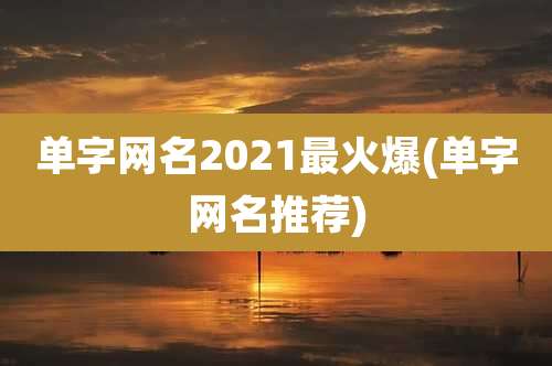 单字网名2021最火爆(单字网名推荐)