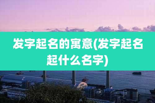 发字起名的寓意(发字起名起什么名字)