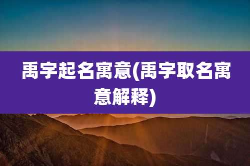 禹字起名寓意(禹字取名寓意解释)