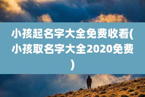 小孩起名字大全免费收看(小孩取名字大全2020免费)