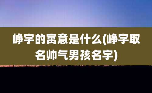 峥字的寓意是什么(峥字取名帅气男孩名字)