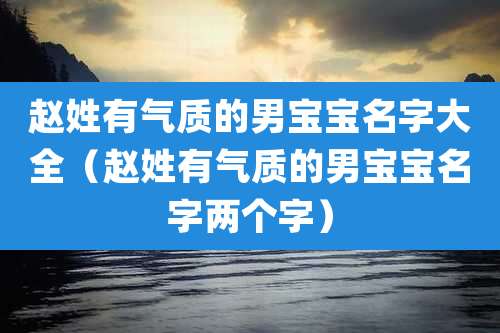 赵姓有气质的男宝宝名字大全(赵姓有气质的男宝宝名字两个字)