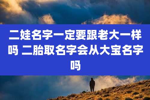 二娃名字一定要跟老大一样吗 二胎取名字会从大宝名字吗