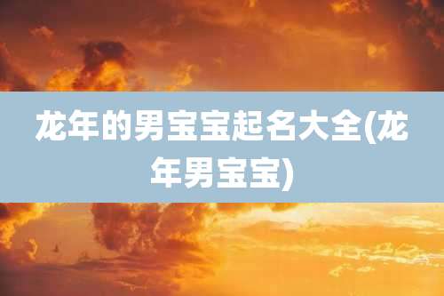 龙年的男宝宝起名大全(龙年男宝宝)