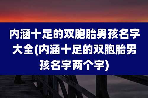 内涵十足的双胞胎男孩名字大全(内涵十足的双胞胎男孩名字两个字)