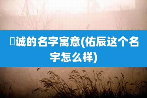 祐诚的名字寓意(佑辰这个名字怎么样)