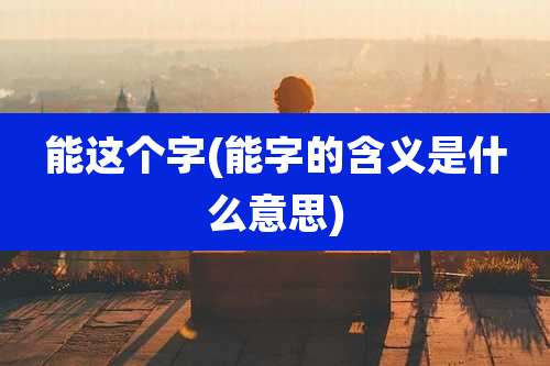 能这个字(能字的含义是什么意思)