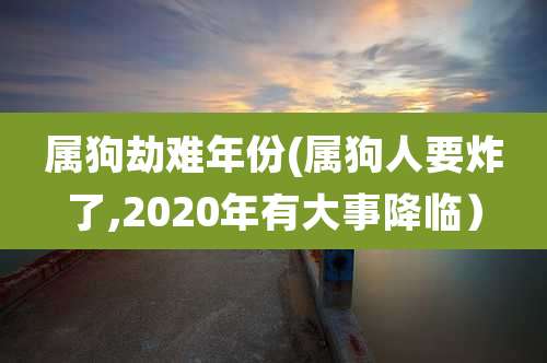 属狗劫难年份(属狗人要炸了,2020年有大事降临)