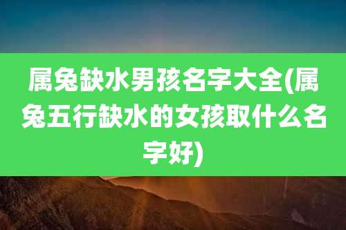 属兔缺水男孩名字大全(属兔五行缺水的女孩取什么名字好)