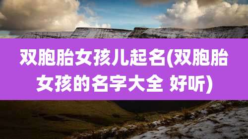 双胞胎女孩儿起名(双胞胎女孩的名字大全 好听)