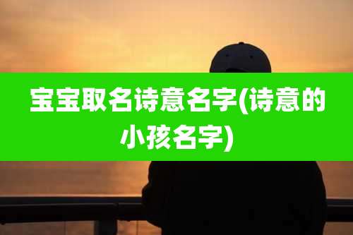 宝宝取名诗意名字(诗意的小孩名字)