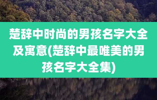 楚辞中时尚的男孩名字大全及寓意(楚辞中最唯美的男孩名字大全集)