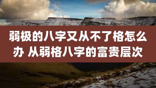 弱极的八字又从不了格怎么办 从弱格八字的富贵层次