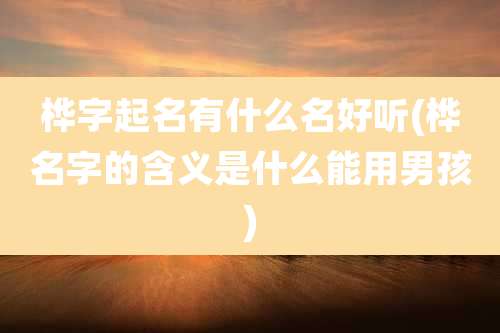 桦字起名有什么名好听(桦名字的含义是什么能用男孩)