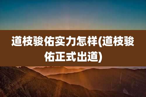 道枝骏佑实力怎样(道枝骏佑正式出道)