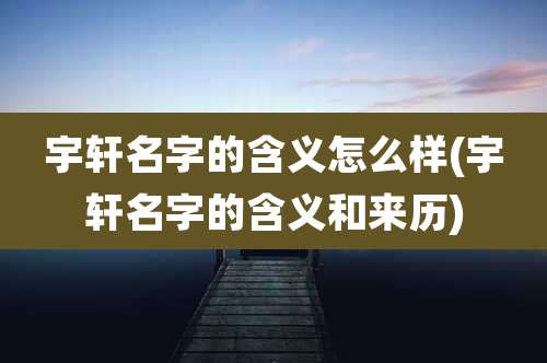 宇轩名字的含义怎么样(宇轩名字的含义和来历)