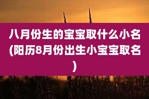 八月份生的宝宝取什么小名(阳历8月份出生小宝宝取名)