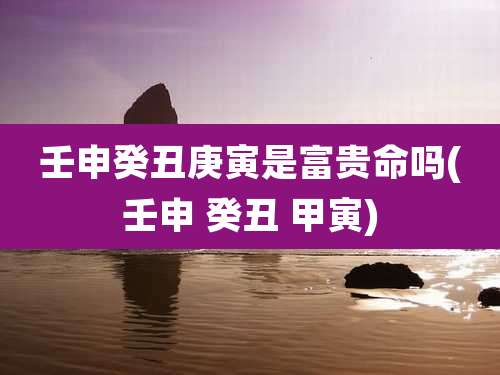 壬申癸丑庚寅是富贵命吗(壬申 癸丑 甲寅)