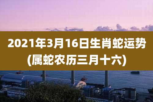 2021年3月16日生肖蛇运势(属蛇农历三月十六)