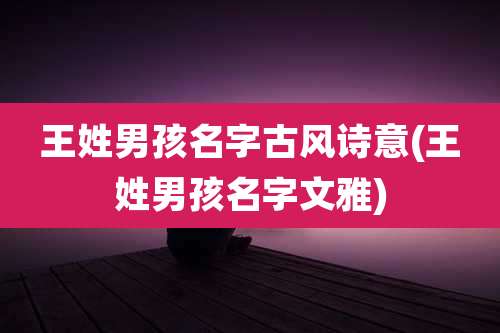 王姓男孩名字古风诗意(王姓男孩名字文雅)