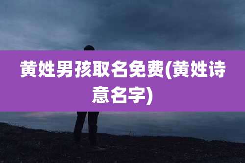 黄姓男孩取名免费(黄姓诗意名字)
