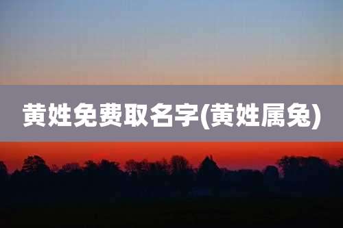 黄姓免费取名字(黄姓属兔)