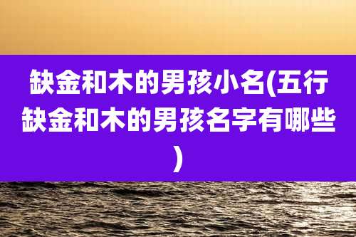 缺金和木的男孩小名(五行缺金和木的男孩名字有哪些)