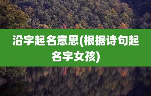 沿字起名意思(根据诗句起名字女孩)