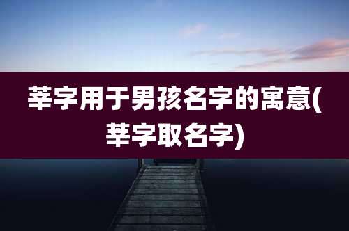 莘字用于男孩名字的寓意(莘字取名字)