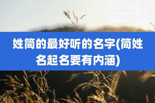 姓简的最好听的名字(简姓名起名要有内涵)