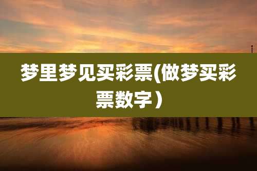 梦里梦见买彩票(做梦买彩票数字)