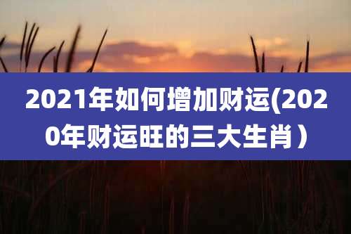 2021年如何增加财运(2020年财运旺的三大生肖)