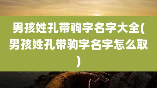 男孩姓孔带驹字名字大全(男孩姓孔带驹字名字怎么取)