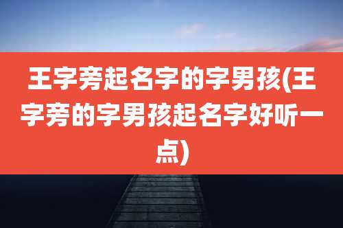 王字旁起名字的字男孩(王字旁的字男孩起名字好听一点)