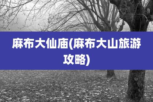 麻布大仙庙(麻布大山旅游攻略)