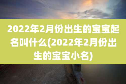 2022年2月份出生的宝宝起名叫什么(2022年2月份出生的宝宝小名)