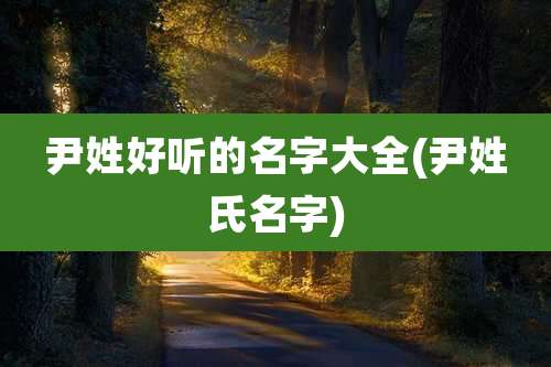 尹姓好听的名字大全(尹姓氏名字)