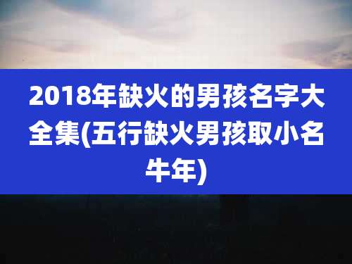 2018年缺火的男孩名字大全集(五行缺火男孩取小名牛年)
