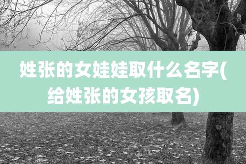 姓张的女娃娃取什么名字(给姓张的女孩取名)