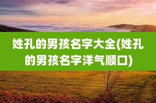 姓孔的男孩名字大全(姓孔的男孩名字洋气顺口)