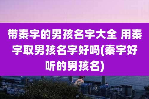 带秦字的男孩名字大全 用秦字取男孩名字好吗(秦字好听的男孩名)