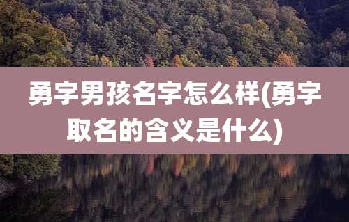 勇字男孩名字怎么样(勇字取名的含义是什么)