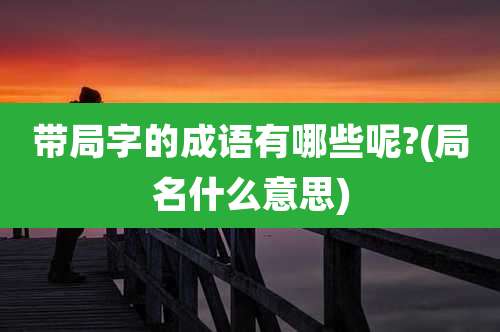 带局字的成语有哪些呢?(局名什么意思)