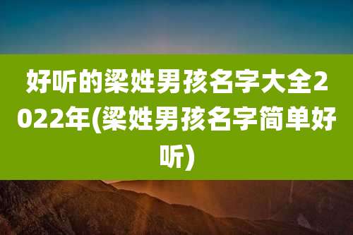好听的梁姓男孩名字大全2022年(梁姓男孩名字简单好听)