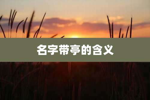 名字带亭的含义