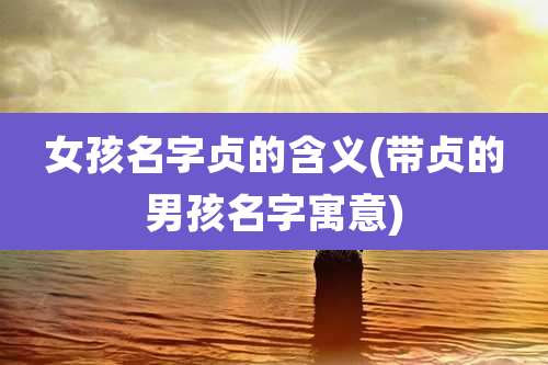 女孩名字贞的含义(带贞的男孩名字寓意)