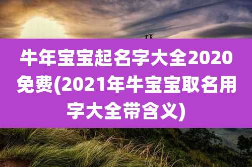 牛年宝宝起名字大全2020免费(2021年牛宝宝取名用字大全带含义)